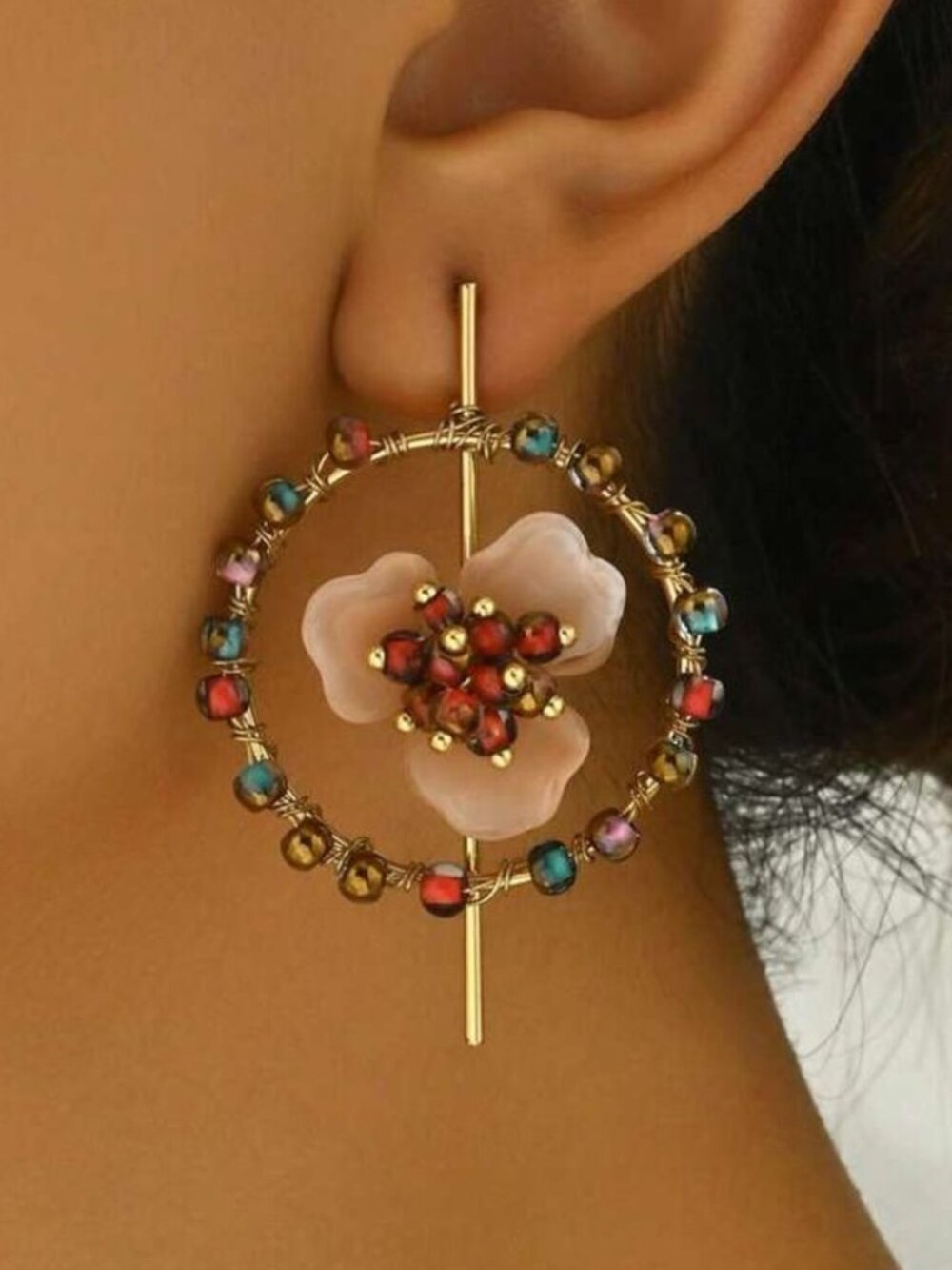 Elegant MulticolorFloral EarringsN1016